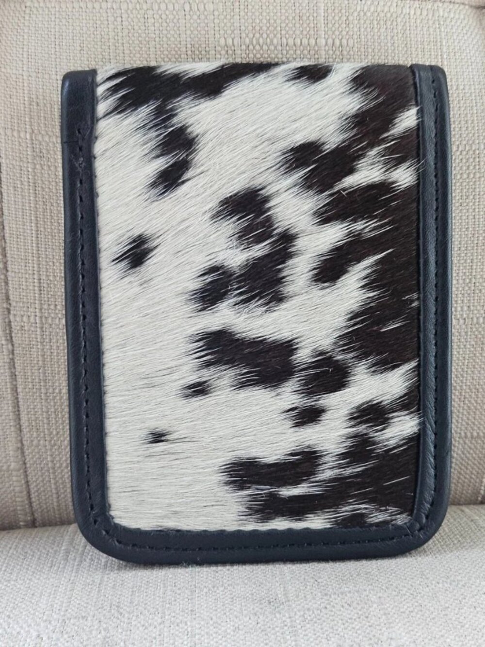 Real Fur Billfold Cardhoder White/Brown Fur Handmade Wallet Genuine Leather